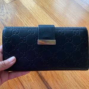 Long Black Leather Gucci Wallet